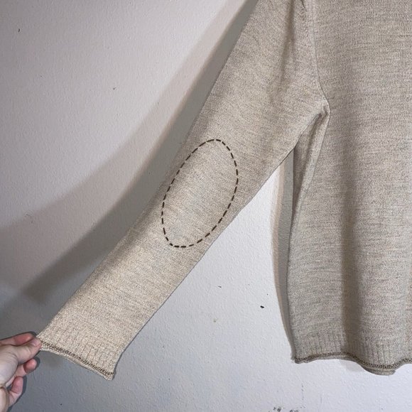 Martin Gordon Extra Fine Merino wool pullover Beige Patch Size Large Crew Neck - Picture 3 of 4